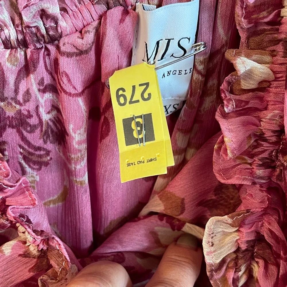 Misa Los Angeles Pink Floral One-Shoulder Midi Dress - Picture 3 of 4